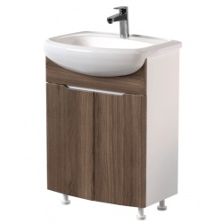 Тумба для ванной Mixline Ливадия-60 напольная, шимо темный, белый, под умывальник Арго 60