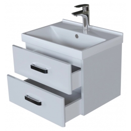 Тумба для ванной Mixline Стив-60 подвесная, белая, 2-ящика, под умывальник Fest-60