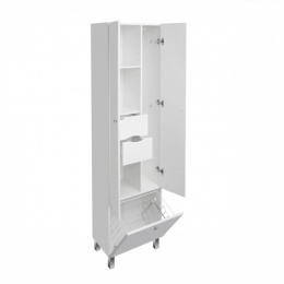 Шкаф - колонна Aquaton Симпл двустворчатая с бельевой корзиной белый 1A137403SL010
