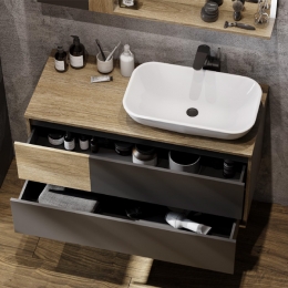 Тумба АКВАТОН Терра 85 подвесная дуб кантри/антрацит