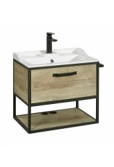 Комплект тумба  АКВАТОН Лофт Фабрик 65 Дуб Эндгрейн с раковиной Aquaton Фабиа 65