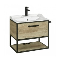 Комплект тумба  АКВАТОН Лофт Фабрик 65 Дуб Эндгрейн с раковиной Aquaton Фабиа 65