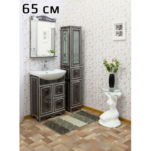 Комплект тумба Sanflor Адель 65 венге-серебро с раковиной Стелла 65 и зеркалом Адель 65 купить в интернет магазине Санрай73