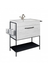 Комплект тумба Sanflor Бруклин 75 (Дк/Б) с раковиной Оскар 75 и зеркалом Бруклин 75 (Дк/Б) Sanflor