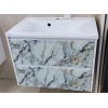 Тумба SANRAY М1-Карат (70) (подв) (2 ящ) (бел/сер. мрамор) под раковину М1