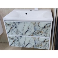 Тумба SANRAY М1-Карат (70) (подв) (2 ящ) (бел/сер. мрамор) под раковину М1
