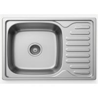 Мойка нержавеющая врезная 660х420х180мм, левая, т.0,8 + сифон
