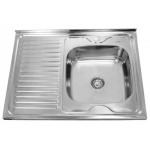 Мойка нержавеющая накладная 800х600х180мм, правая, т.0,8 + сифон