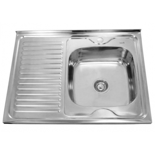 Мойка нержавеющая накладная 800х600х180мм, правая, т.0,8 + сифон купить в интернет магазине Санрай73