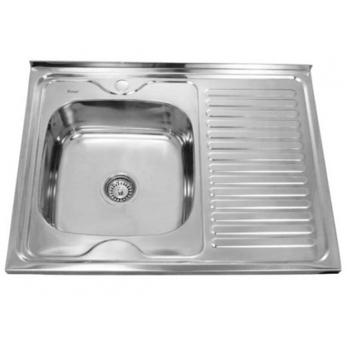 Мойка нержавеющая накладная 800х600х180мм, левая, т.0,8 + сифон купить в интернет магазине Санрай73