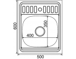 Мойка для кухни MIXLINE 500х600 мм, накладная, толщина 0,6 мм
