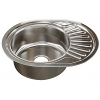 Мойка для кухни MIXLINE 570х450 мм, левая, врезная, овальная, толщина 0,8 мм