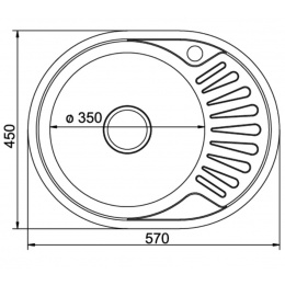 Мойка для кухни MIXLINE 570х450 мм, левая, врезная, овальная, толщина 0,8 мм