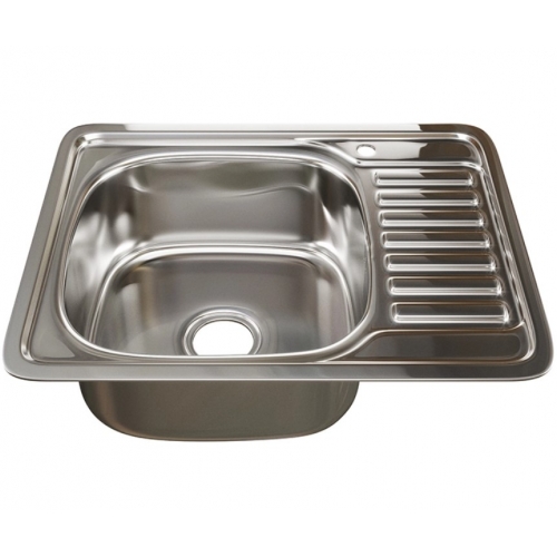 Мойка для кухни MIXLINE 58х48 см, левая, накладная, толщина 0,8 мм, хром купить в интернет магазине Санрай73