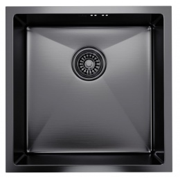 Мойка для кухни MIXLINE PRO 45х45х20см (3,0) подстольный монтаж, выпуск 3 1/2 сифон, черный графит