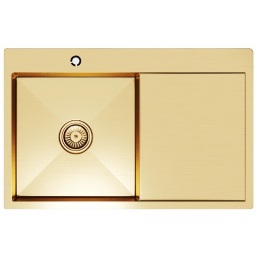 Мойка для кухни MIXLINE PRO 78х50 см (3,0) настольный монтаж, левый выпуск, золото купить в интернет магазине Санрай73