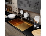 Мойка для кухни MIXLINE PRO 78х50 см (3,0) настольный монтаж, левый выпуск, золото