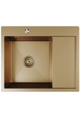 Мойка для кухни MIXLINE PRO 60х50х20см (3,0) левая, настольный монтаж, выпуск 3 1/2, бронза