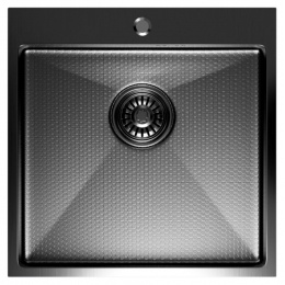 Мойка для кухни MIXLINE PRO 50х50х20(3,0) настольный монтаж, выпуск 3 1/2, сифон, черный графит НАНО