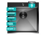 Мойка для кухни MIXLINE PRO 50х50х20(3,0) настольный монтаж, выпуск 3 1/2, сифон, черный графит НАНО