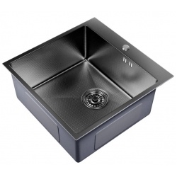 Мойка для кухни MIXLINE PRO 50х50х20(3,0) настольный монтаж, выпуск 3 1/2, сифон, черный графит НАНО
