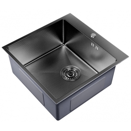 Мойка для кухни MIXLINE PRO 50х50х20(3,0) настольный монтаж, выпуск 3 1/2, сифон, черный графит НАНО купить в интернет магазине Санрай73
