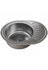 Мойка для кухни MIXLINE 570х450 мм, левая, врезная, овальная, толщина 0,8 мм, декор, сифон