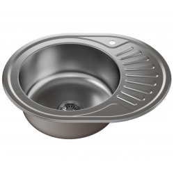Мойка для кухни MIXLINE 570х450 мм, левая, врезная, овальная, толщина 0,8 мм, декор, сифон