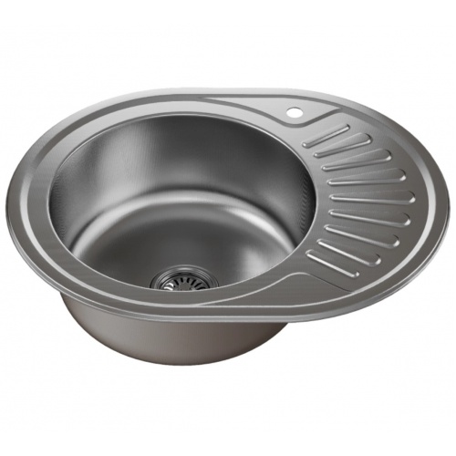 Мойка для кухни MIXLINE 570х450 мм, левая, врезная, овальная, толщина 0,8 мм, декор, сифон купить в интернет магазине Санрай73
