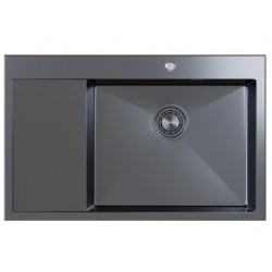 Мойка для кухни MIXLINE PRO 78х50 см (3,0) настольный монтаж, правый выпуск, черный графит Мойка для кухни MIXLINE PRO 78х50 см (3,0) настольный монтаж, правый выпуск, черный графит