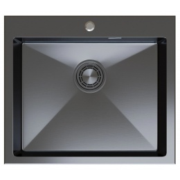 Мойка для кухни MIXLINE PRO 60х50х22см (3,0) настольный монтаж, выпуск 3 1/2, черный графит