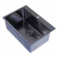 Мойка для кухни MIXLINE PRO 65х45 (3,0) настольный монтаж вып 3 1/2  22см с сифоном (черный графит)