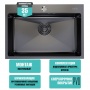 Мойка для кухни MIXLINE PRO 65х45 (3,0) настольный монтаж вып 3 1/2  22см с сифоном (черный графит)