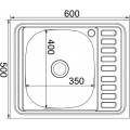 Мойка для кухни MIXLINE 600х500 мм, накладная, толщина 0,6 мм, левая