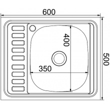 Мойка для кухни MIXLINE 600х500 мм, накладная, толщина 0,6 мм, правая
