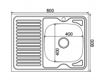 Мойка для кухни MIXLINE 800х600 мм, накладная, толщина 0,8 мм, правая