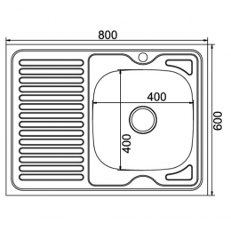 Мойка для кухни MIXLINE 800х600 мм, накладная, толщина 0,8 мм, правая