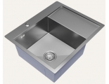 Мойка для кухни MIXLINE PRO 60х50 (3,0) настольный монтаж, левый выпуск 3 1/2, 20см, сифон, сатин