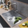 Мойка для кухни MIXLINE PRO 60х50 (3,0) настольный монтаж, левый выпуск 3 1/2, 20см, сифон, сатин