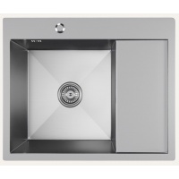 Мойка для кухни MIXLINE PRO 60х50 (3,0) настольный монтаж, левый выпуск 3 1/2, 20см, сифон, сатин