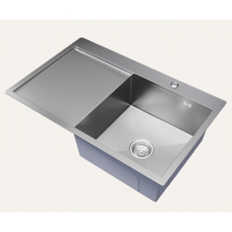 Мойка для кухни MIXLINE PRO 78х50 (3,0) сатин, правая, настольный монтаж, выпуск 3 1/2, с сифоном
