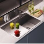 Мойка для кухни MIXLINE PRO 78х50 (3,0) сатин, правая, настольный монтаж, выпуск 3 1/2, с сифоном