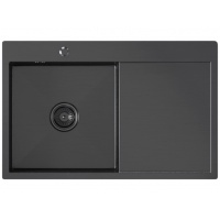 Мойка для кухни MIXLINE PRO 78х50 см (3,0) настольный монтаж, левый выпуск, черный графит