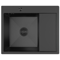 Мойка для кухни MIXLINE PRO 60х50х20см (3,0) левая, настольный монтаж, выпуск 3 1/2, черный графит