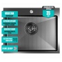 Мойка для кухни MIXLINE PRO 53х43х20см (3,0) настольный монтаж, черный графит НАНО