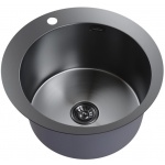 Мойка для кухни MIXLINE PRO d 500 (3,0) круглая  20см, выпуск 3 1/2, настольный монтаж черный графит