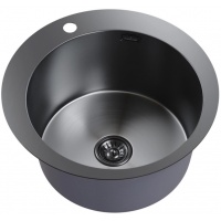 Мойка для кухни MIXLINE PRO d 500 (3,0) круглая  20см, выпуск 3 1/2, настольный монтаж черный графит