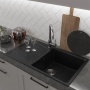 Мойка для кухни Mixline ML-GM20 (308), 830*480*190мм прямоугольная с крылом, черная