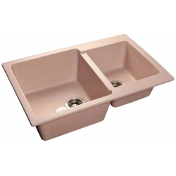 Мойка для кухни GRANFEST GF-P780K 780х510 мм, прямоугольная, две чаши, светло-розовый