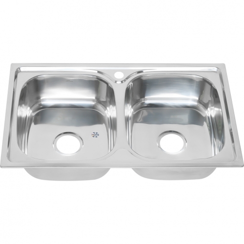 Мойка для кухни MELANA 8148S 0,8/210 врезная прямоугольная с с сифоном две чаши купить в интернет магазине Санрай73